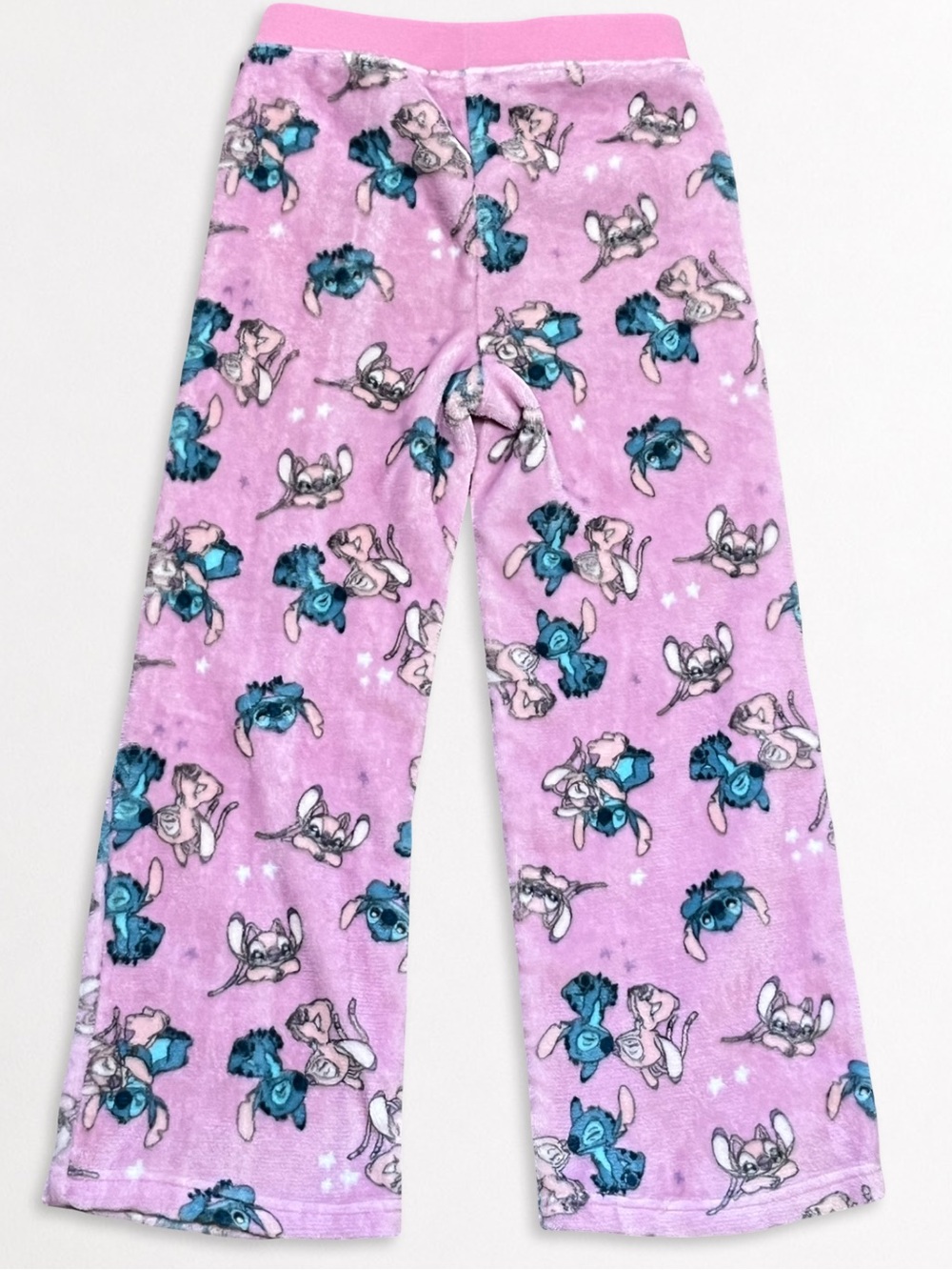 Girls Disney Stitch & Angel Plush Fleece Pajama Pants Pink Size Medium 10 Lounge - Picture 3 of 6